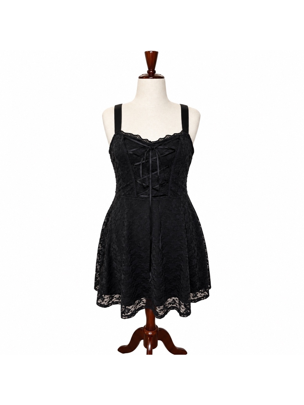Hot Topic Cosmic Aura Black Lace Mini Dress with Butterfly Back Detail, Size XL